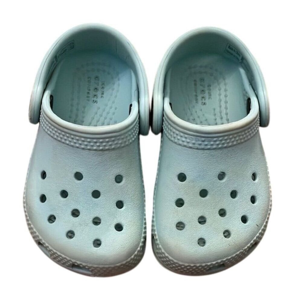 Crocs Green Blue Classic Clog Slip-on Shoe Unisex Toddler Size C5 Comfort Casual